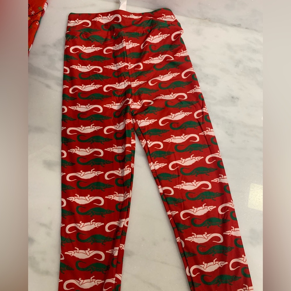 Christmas Louisiana alligator leggings
